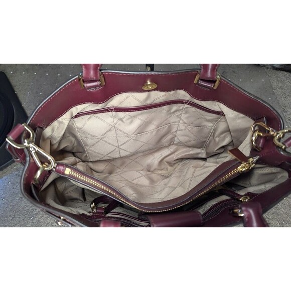 MICHAEL KORS GRAMERCY LARGE OX BLOOD PEBBLED LEATHER SATCHEL BAG PURSE - Picture 12 of 15